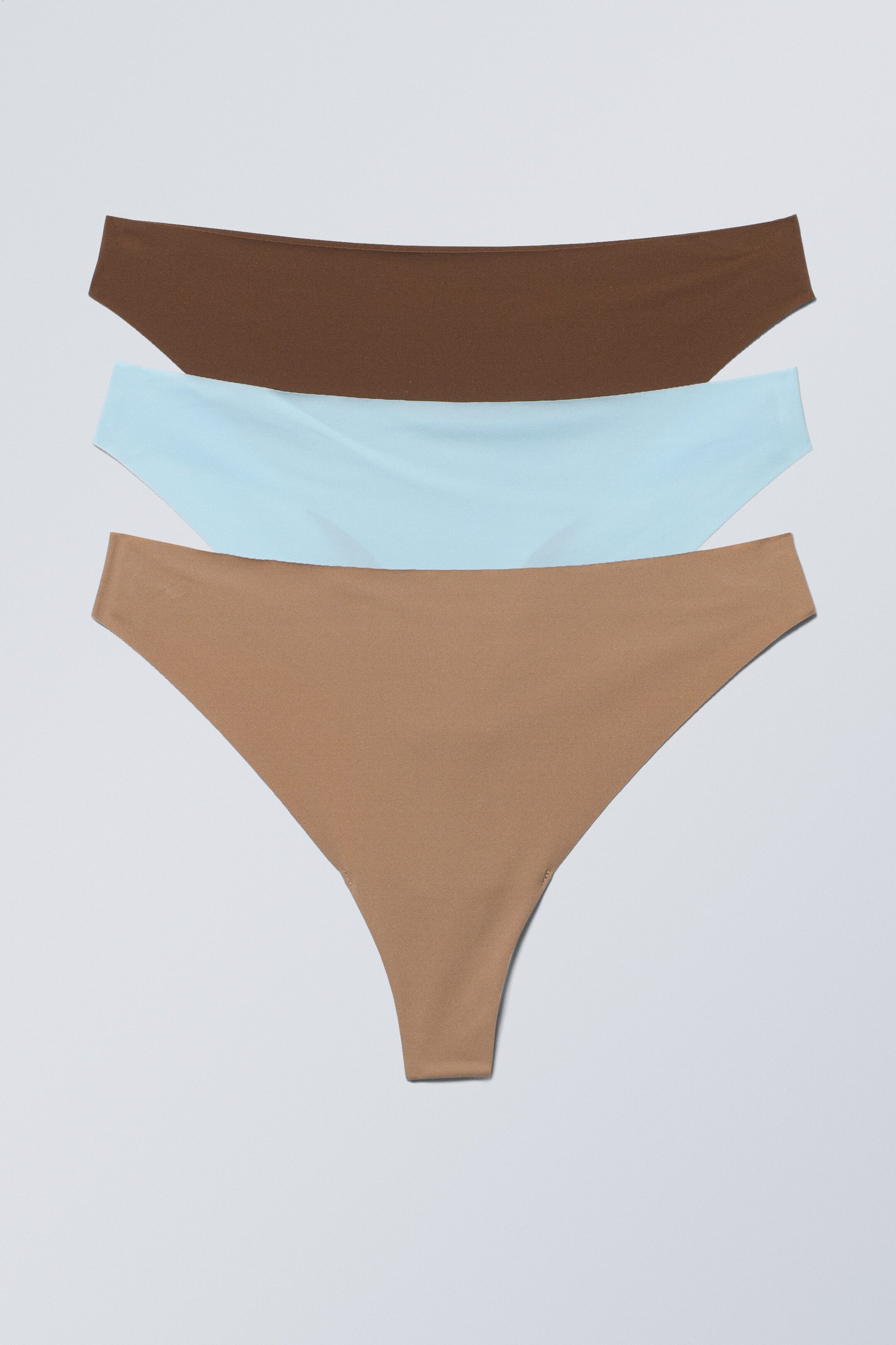 Blue beige brown - 3-pack Maya Seamless Thong - 0
