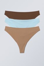 Blue beige brown - 3-pack Maya Seamless Thong - 0