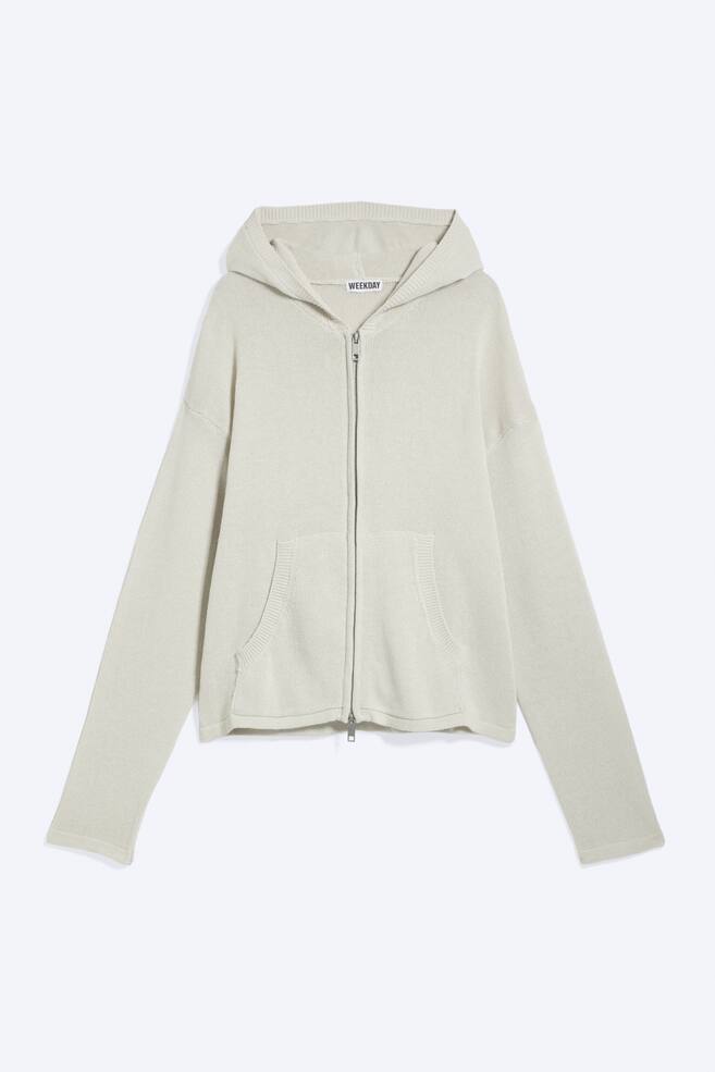 Knitted Zip-through hoodie - Light Dusty Beige/Washed Black - 1