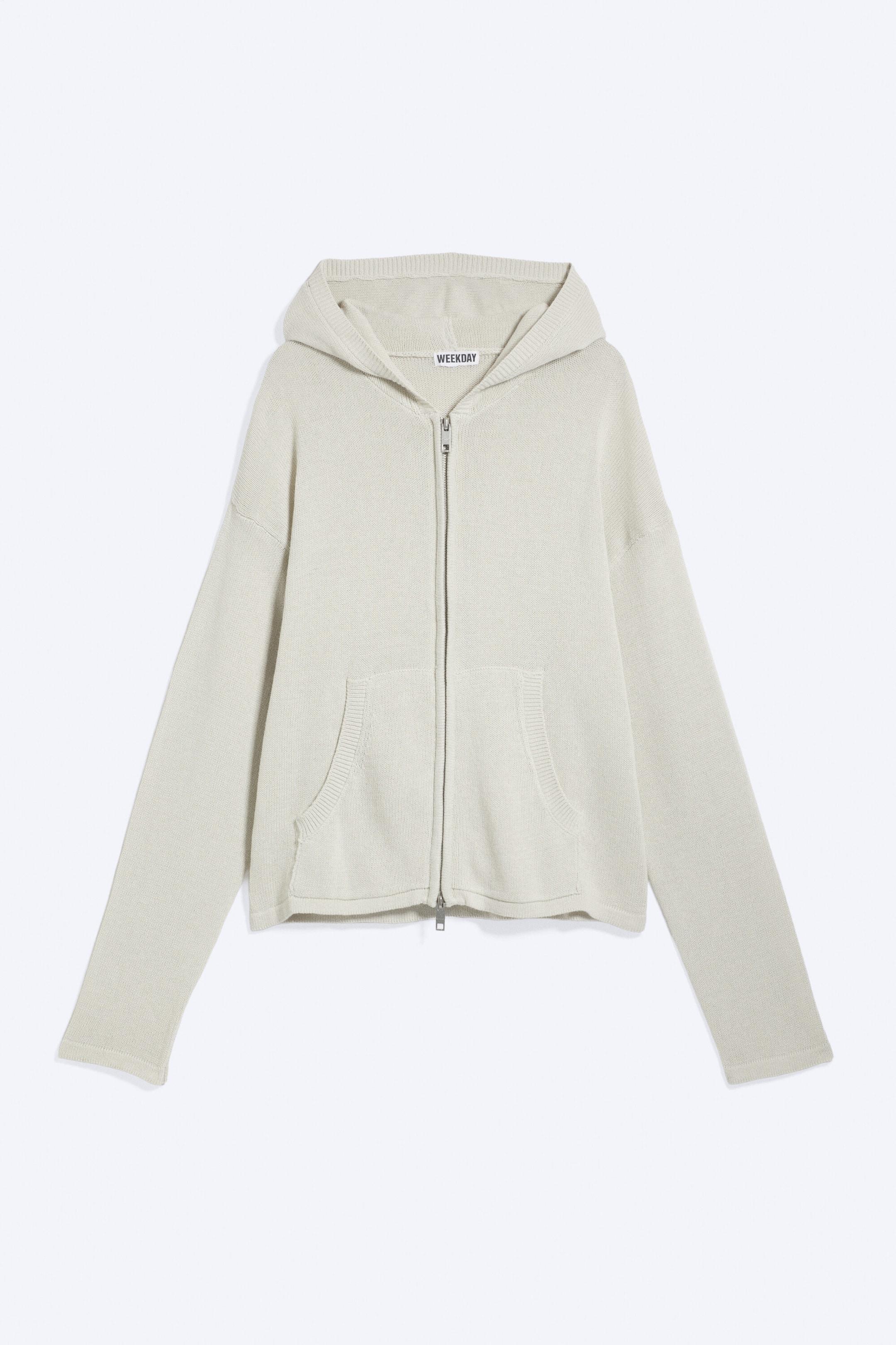 Helles, staubiges Beige - Zip-Hoodie aus Strick - 3