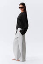 Grey Melange - Loose Long Heavyweight Sweatpants - 1