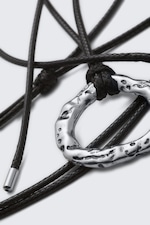 Silver - Black Cord - Cord Pendant Necklace - 2