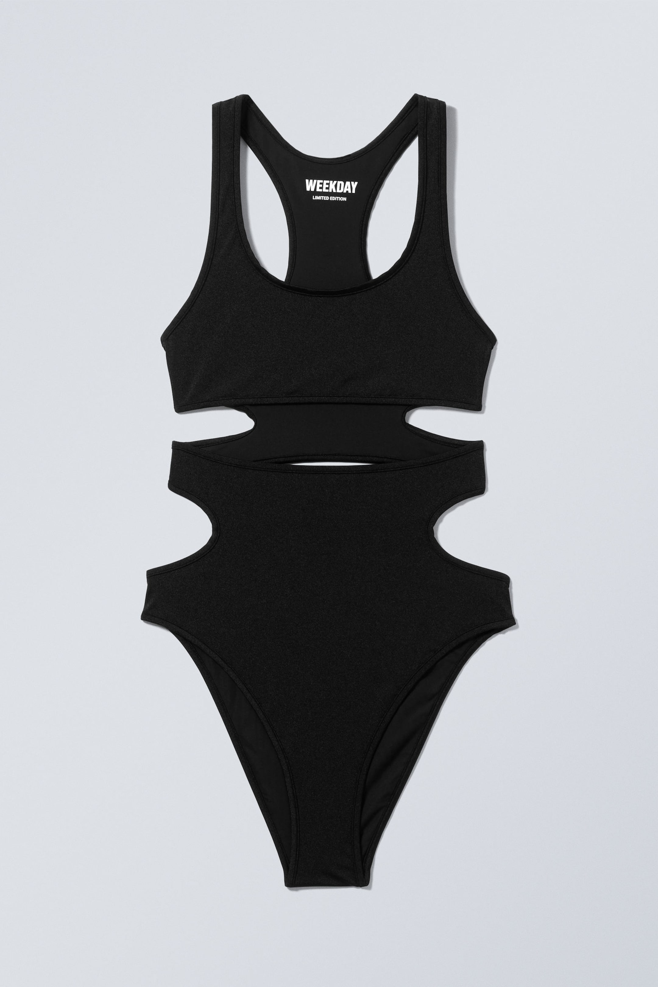 Black - Cut-out Nylon Bodysuit - 0