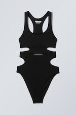 Schwarz - Nylon-Bodysuit mit Cut-outs - 0