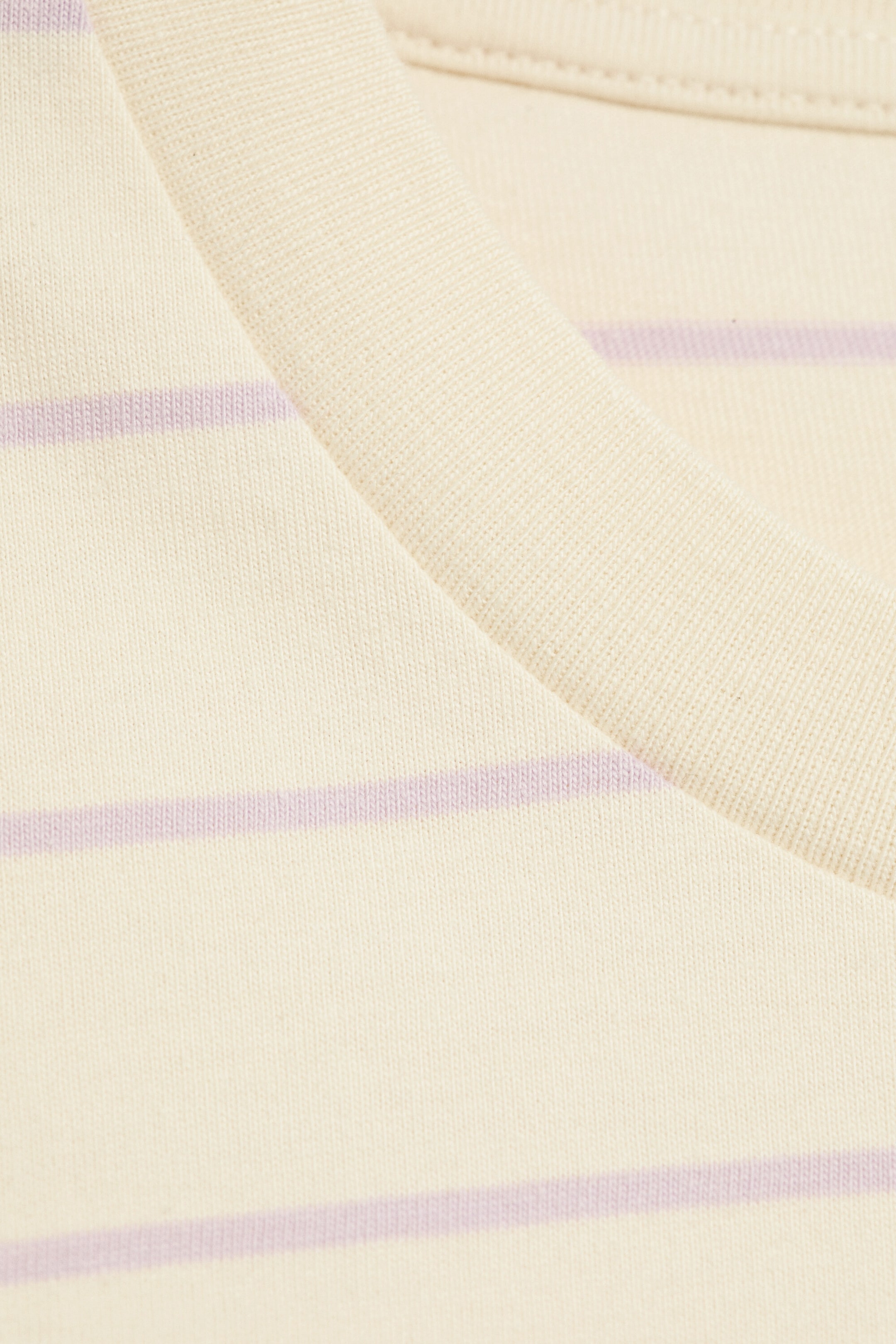 Ljus beige - Lila Ränder - Boxig T-shirt i bomull - 2
