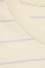 Ljus beige - Lila Ränder - Boxig T-shirt i bomull - 1