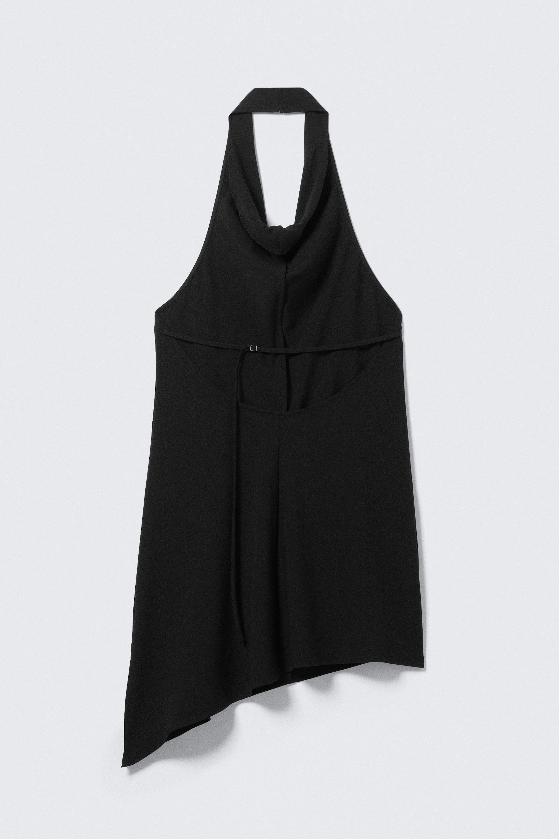 Black - Draped Halter Cowl Neck Midi Dress - 5
