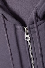 Dunkellila - Oversized-Kapuzenjacke mit Reißverschluss - 1