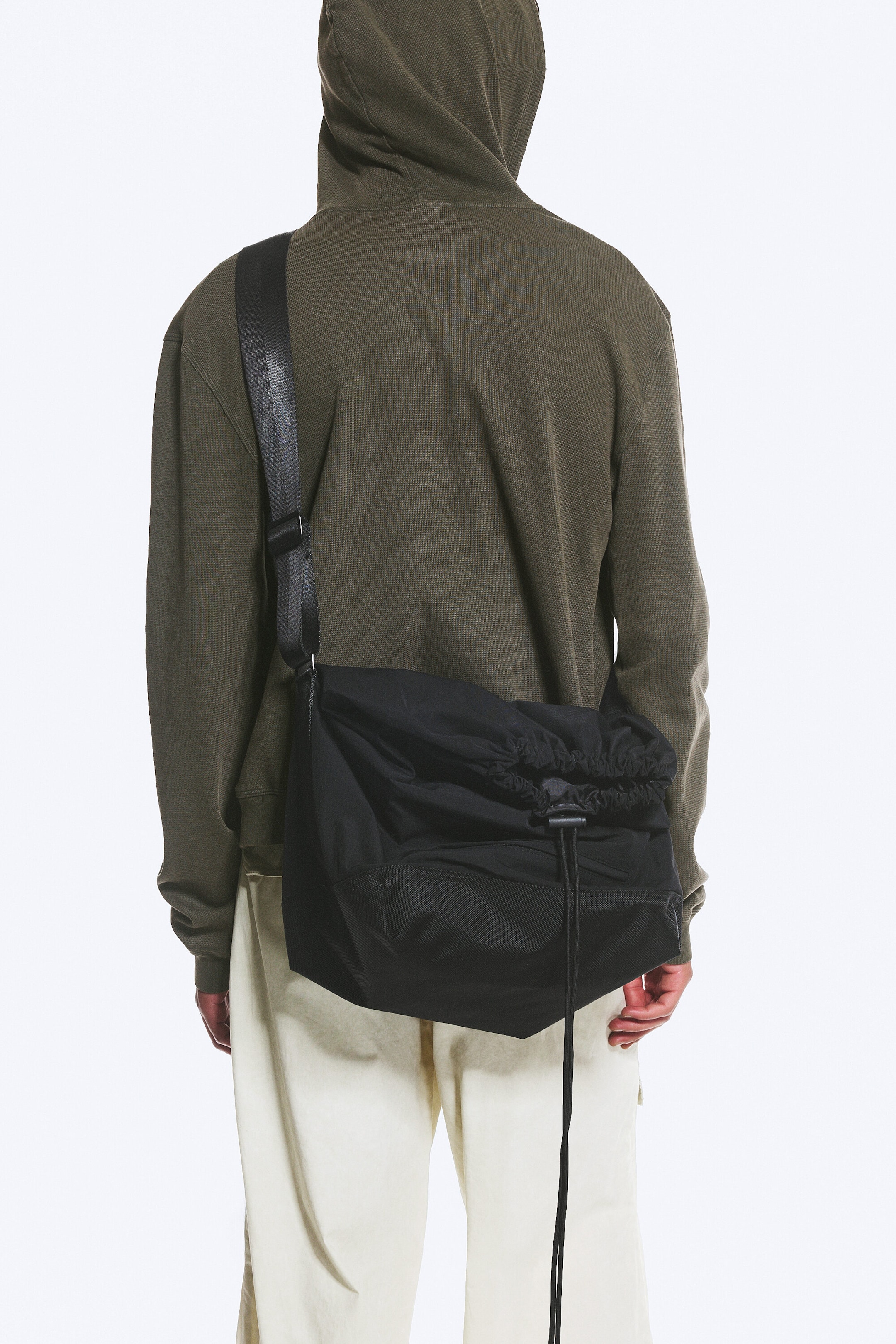 Black - Drawstring Crossbody Bag - 2