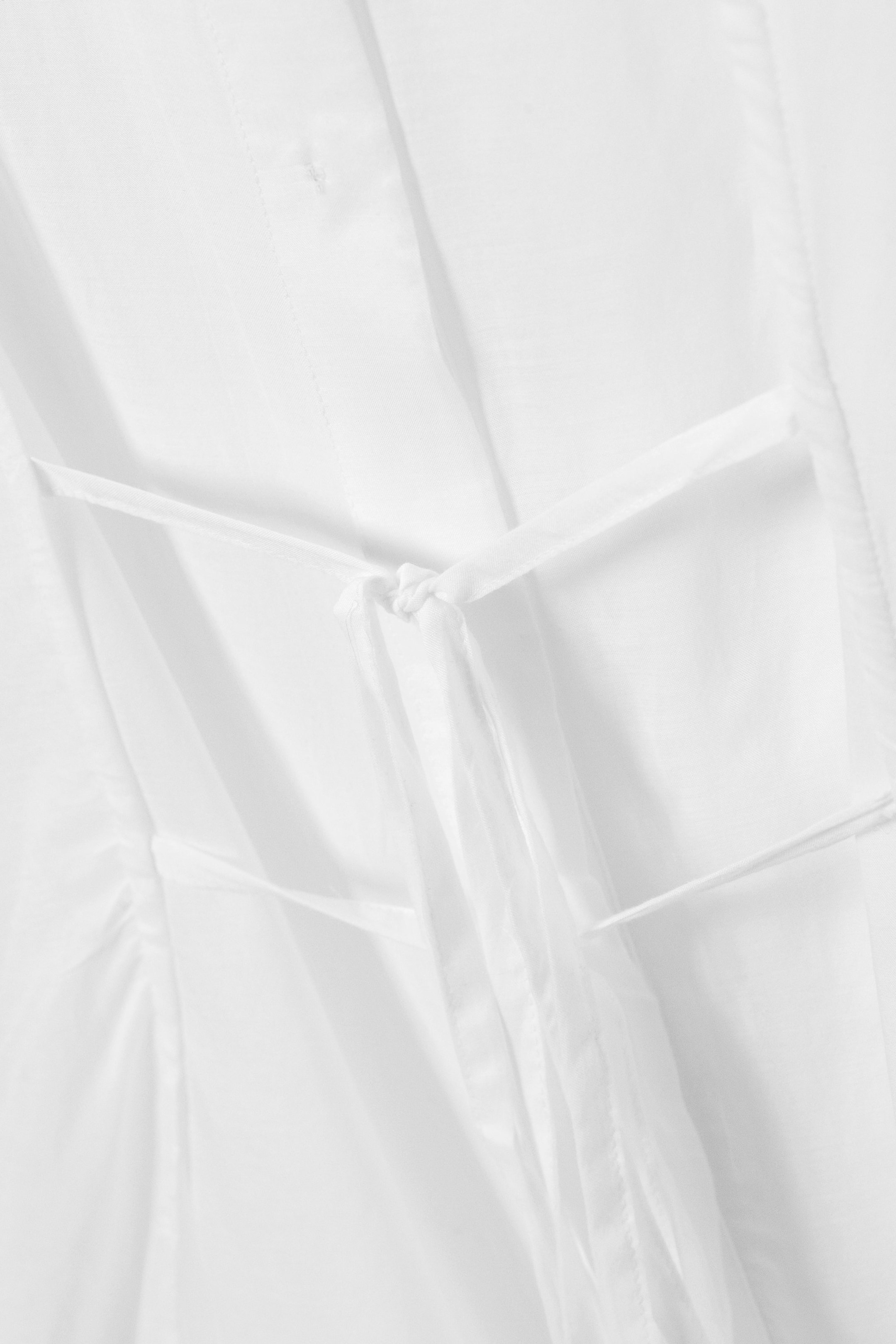 White - Long-Sleeved Open Back Tie Shirt - 7