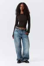 Dark Brown - Long Sleeve Cotton Top - 0