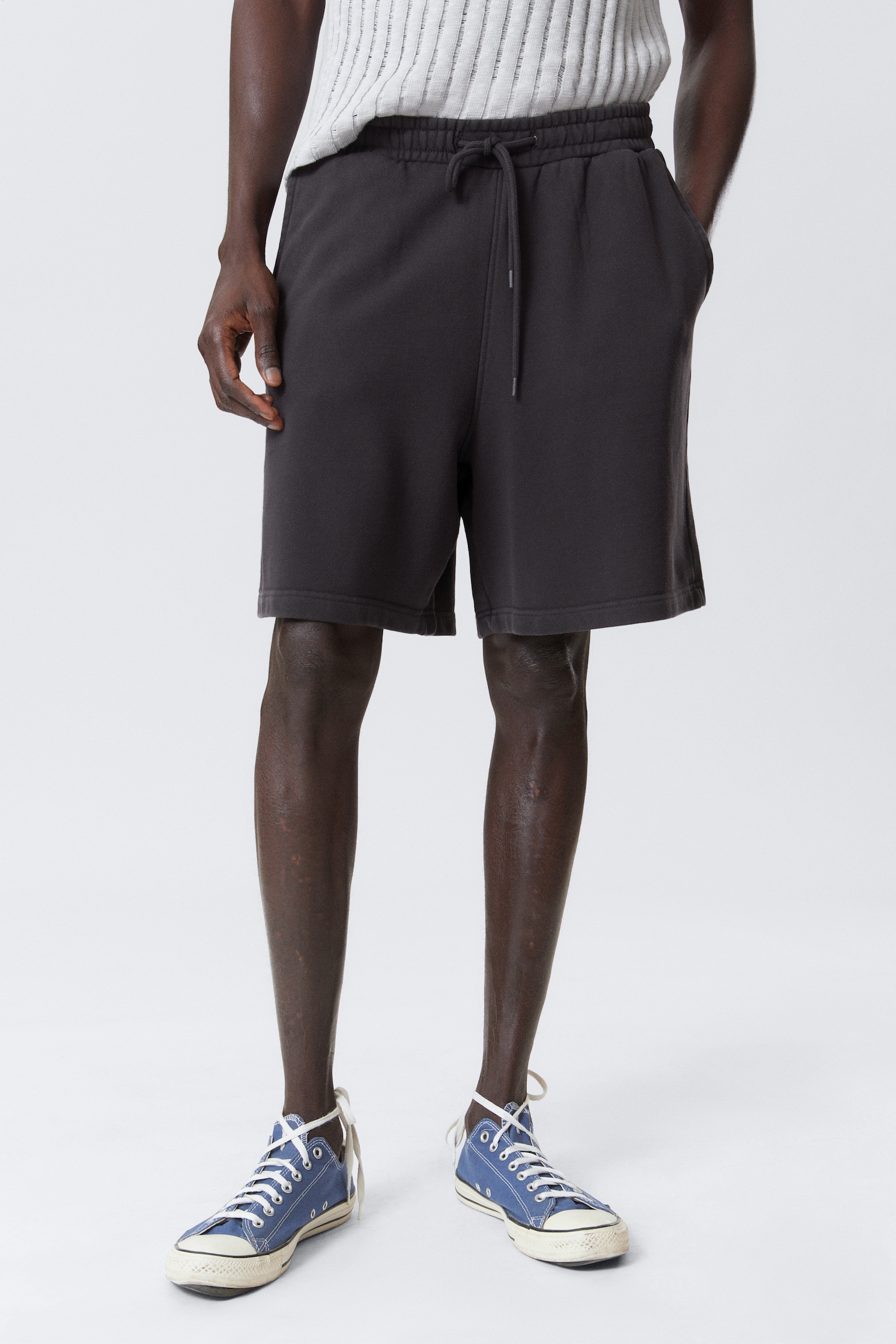 Shorts in spugna con vestibilità relaxed - Blu scuro lavato/Nero/Grigio polvere chiaro - 4