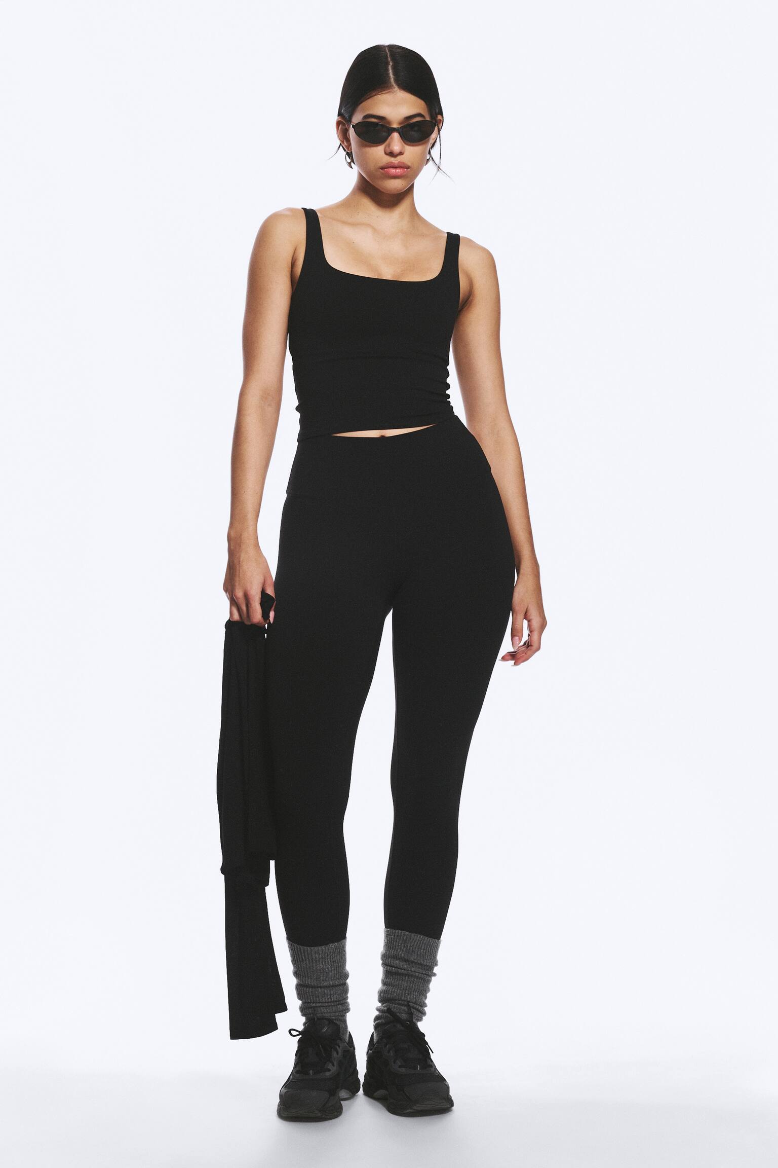 Top sportowy Cropped - Czarny/Ciemnoszary - 3