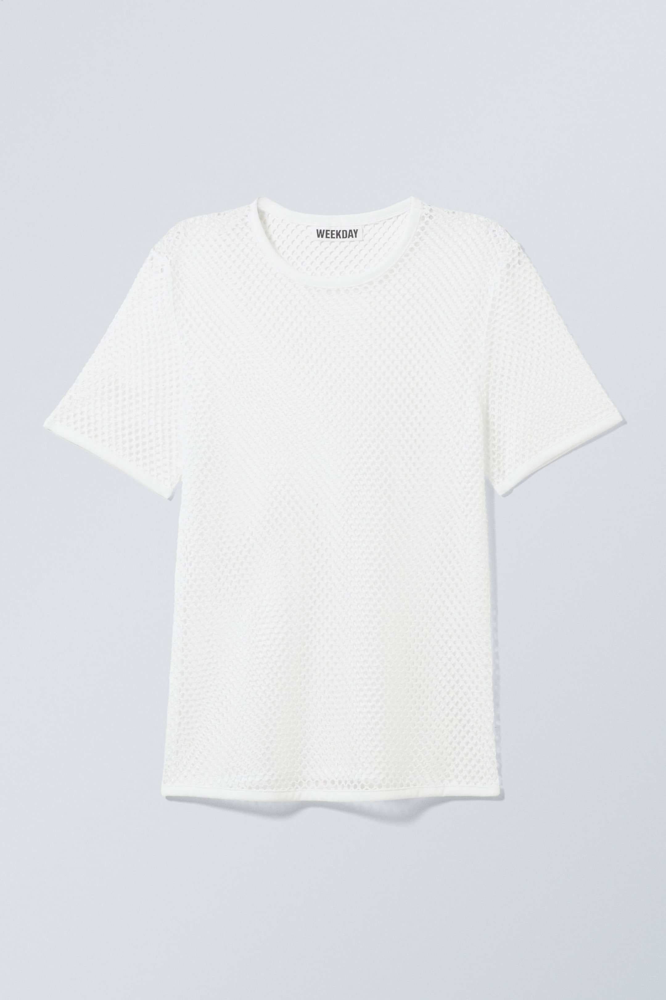 White - T-Shirt mit schmaler Passform aus Netzstoff - 4