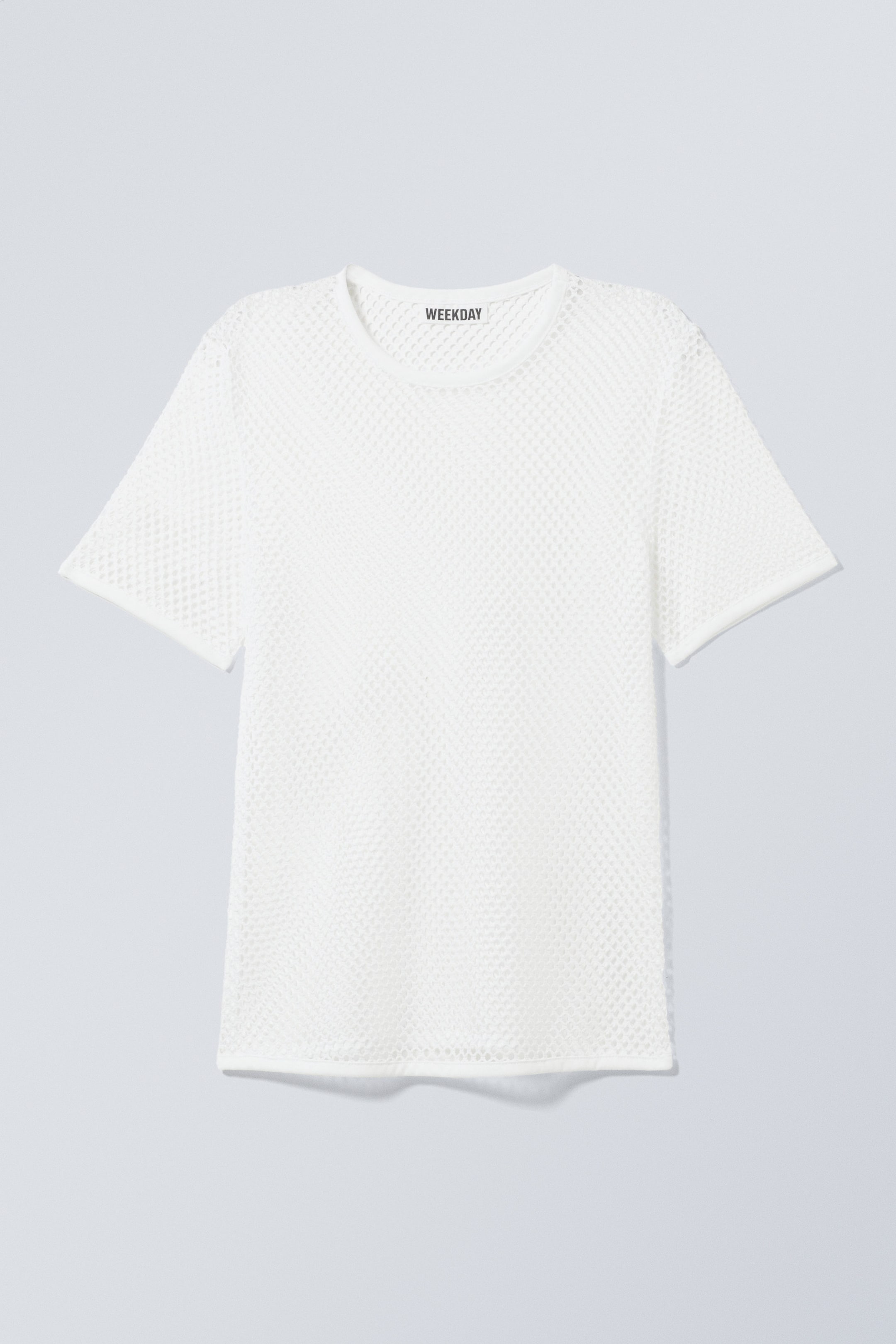 White - Slim-Fit Short-Sleeved Net T-shirt - 1