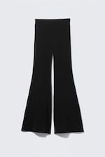 Black - Low Rise Flared Jersey Trousers - 3