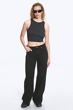 Tuned Black – Noir - Jean jambe large taille mi-haute Paz - 0