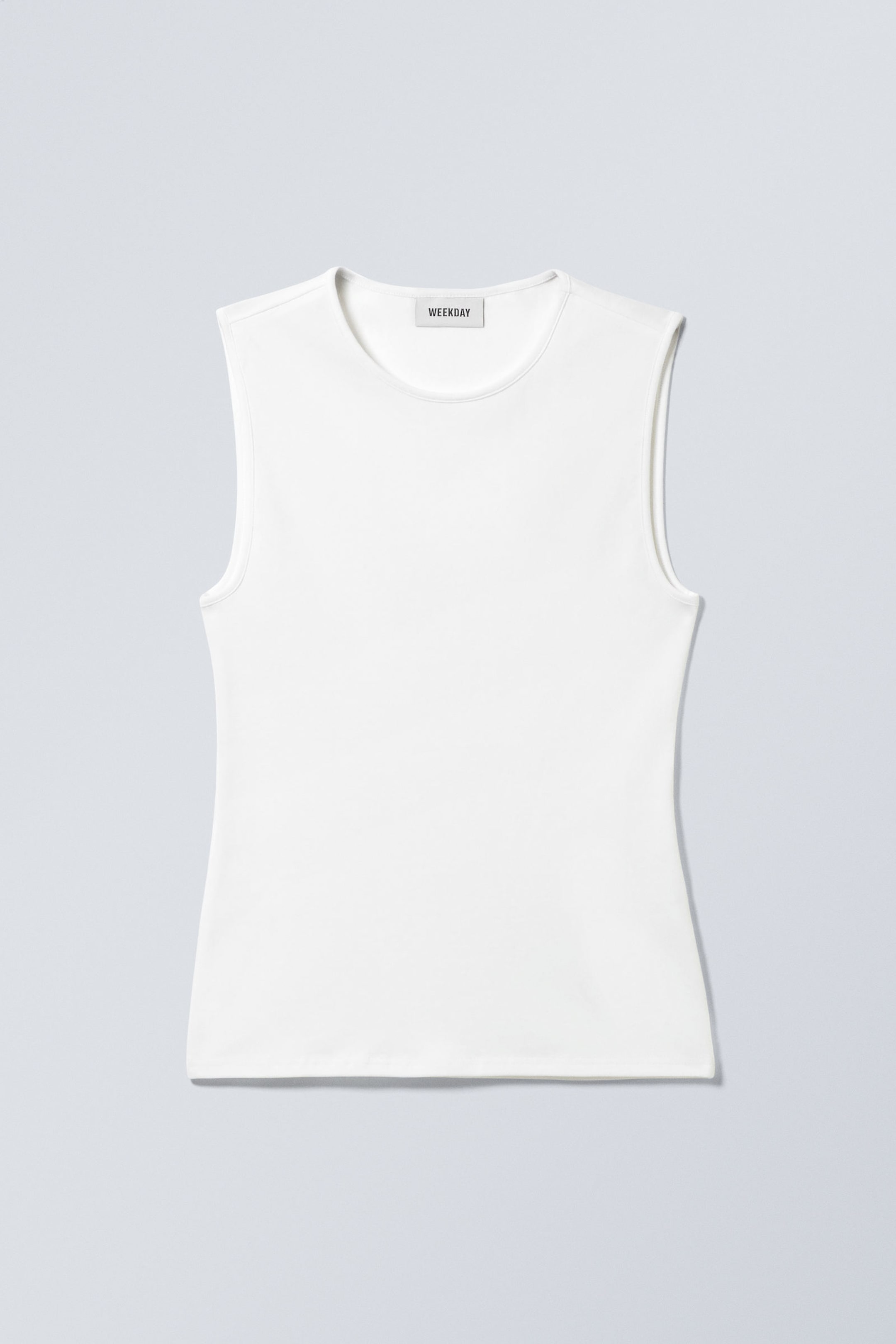 White - Fitted Cotton Tank Top - 0