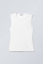 White - Fitted Cotton Tank Top - 0