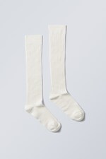 Cream White - Bell Knee High Socks - 0