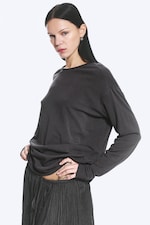 Gris foncé - T-shirt ample à manches longues - 0