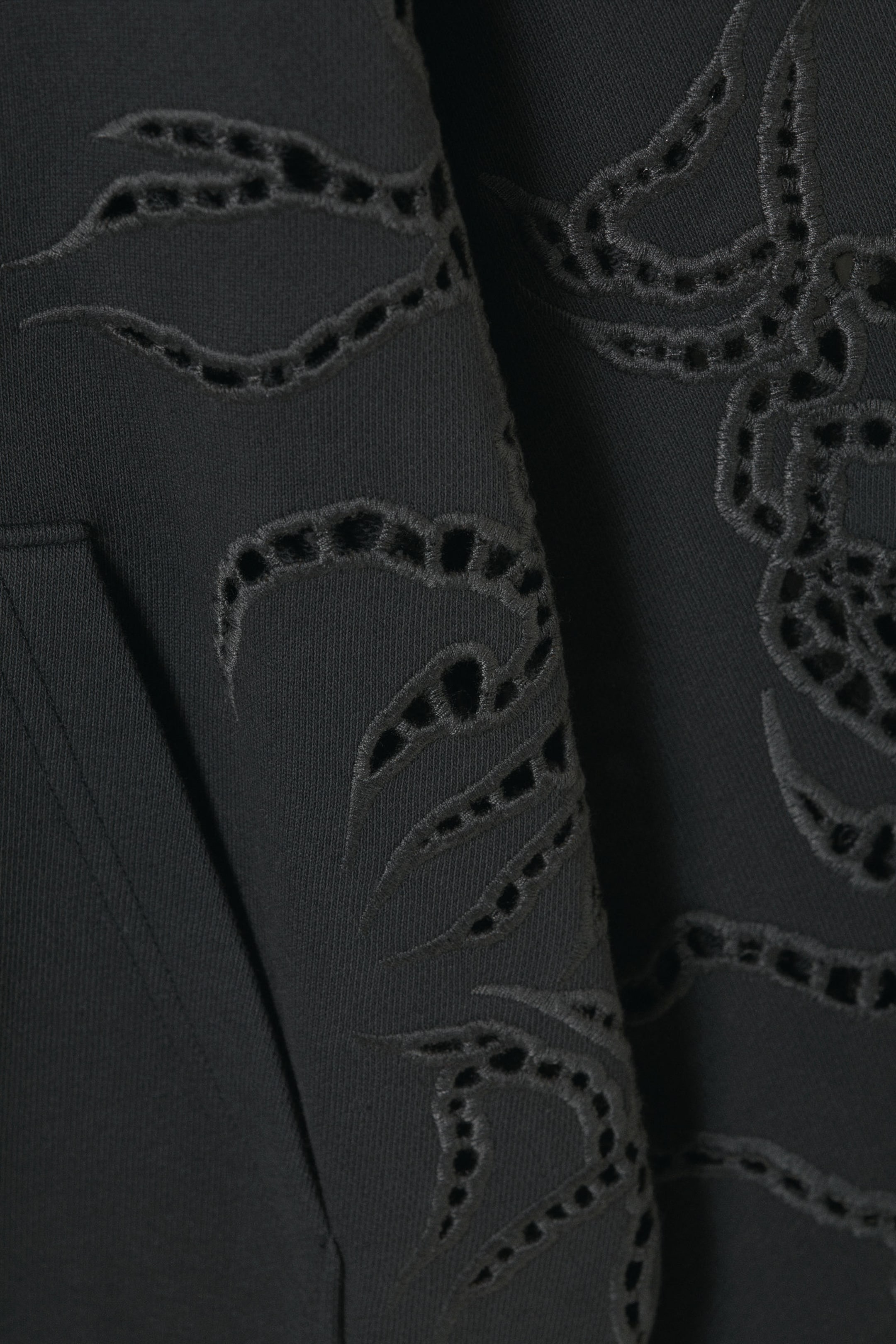 Dark Grey - Oversized Broderie Anglaise Zip Hoodie - 5