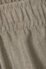 Beige Pinstripe - Wide Pull On Suiting Trousers - 1