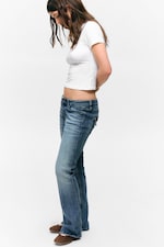 Radio Blue - Medium Blue - Low Rise Slim Flared Leg Jeans - 4