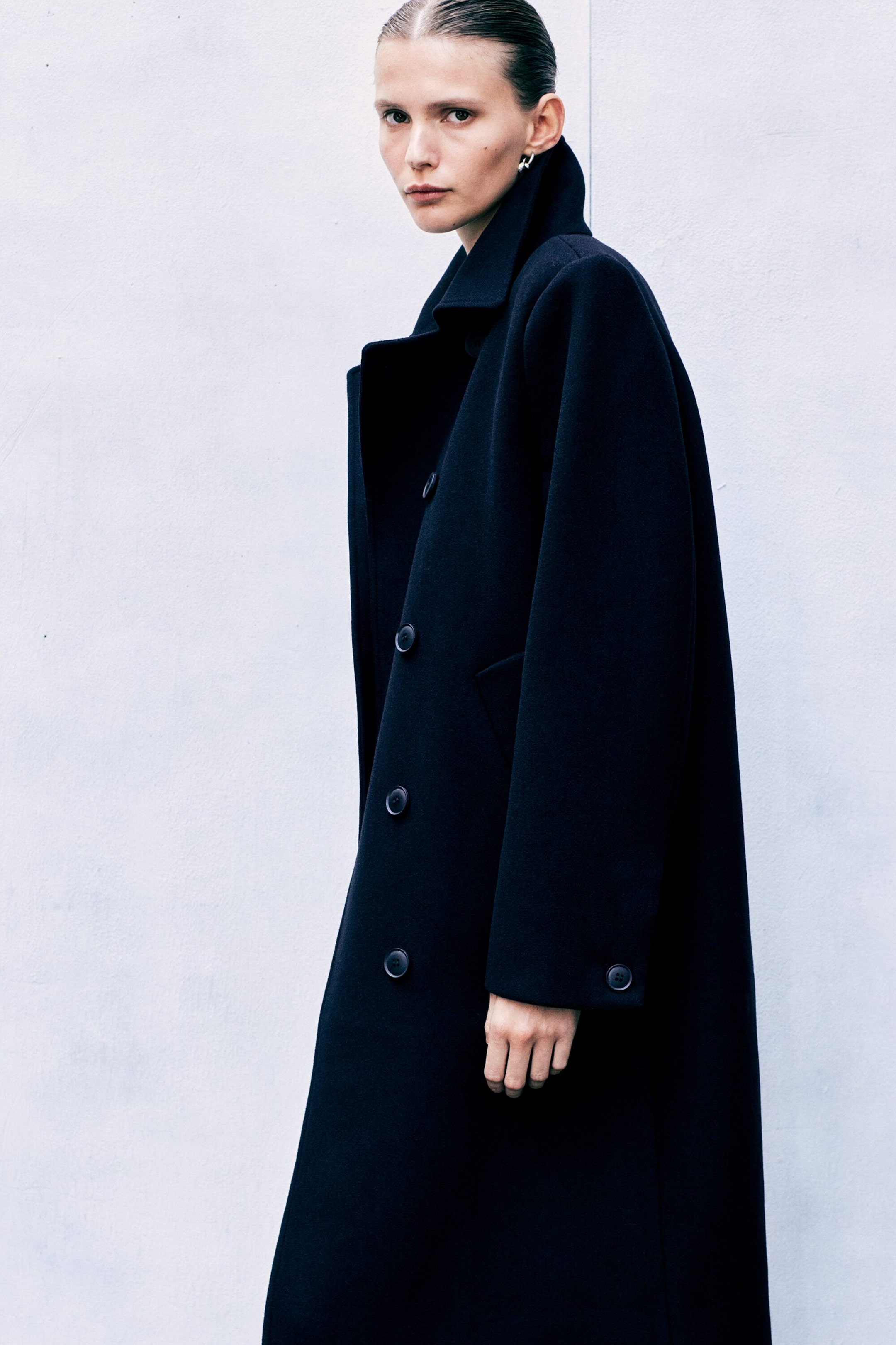 Black - Double-Breasted Wool-Blend Car Coat - 3
