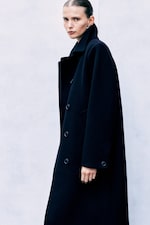 Schwarz - Zweireihiger Car-Coat aus Wollmix - 3
