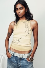 Washed Dusty Beige - Studded tank top - 0