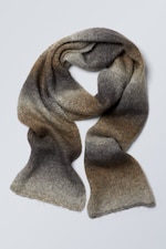 Dusty Beige - Ombre Striped Wool Blend Scarf - 1