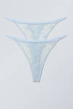 Light Blue - 2-pack Zelda Lace Thongs - 0