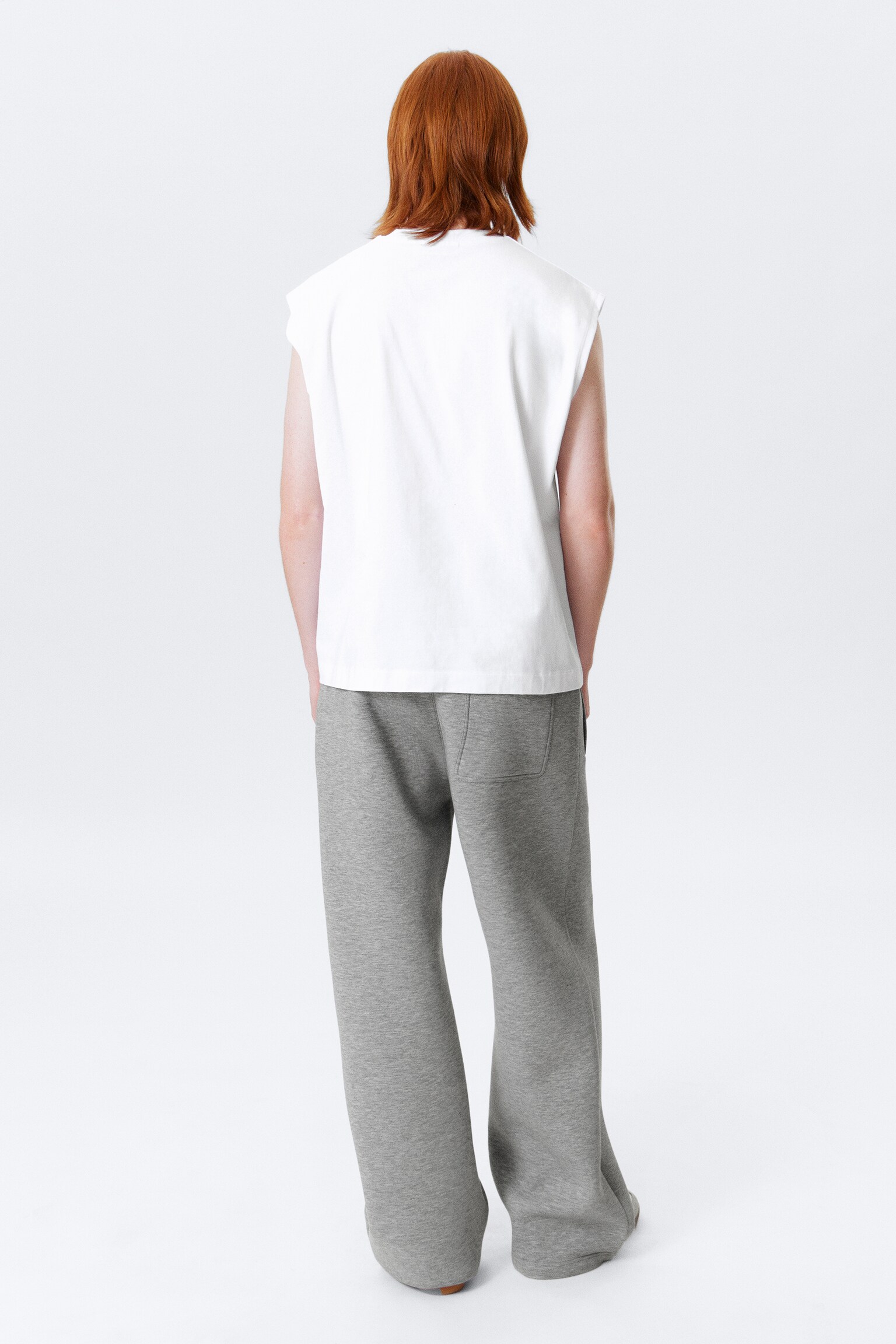 Loose Fit Square Cotton Tank Top - White/Fekete - 6