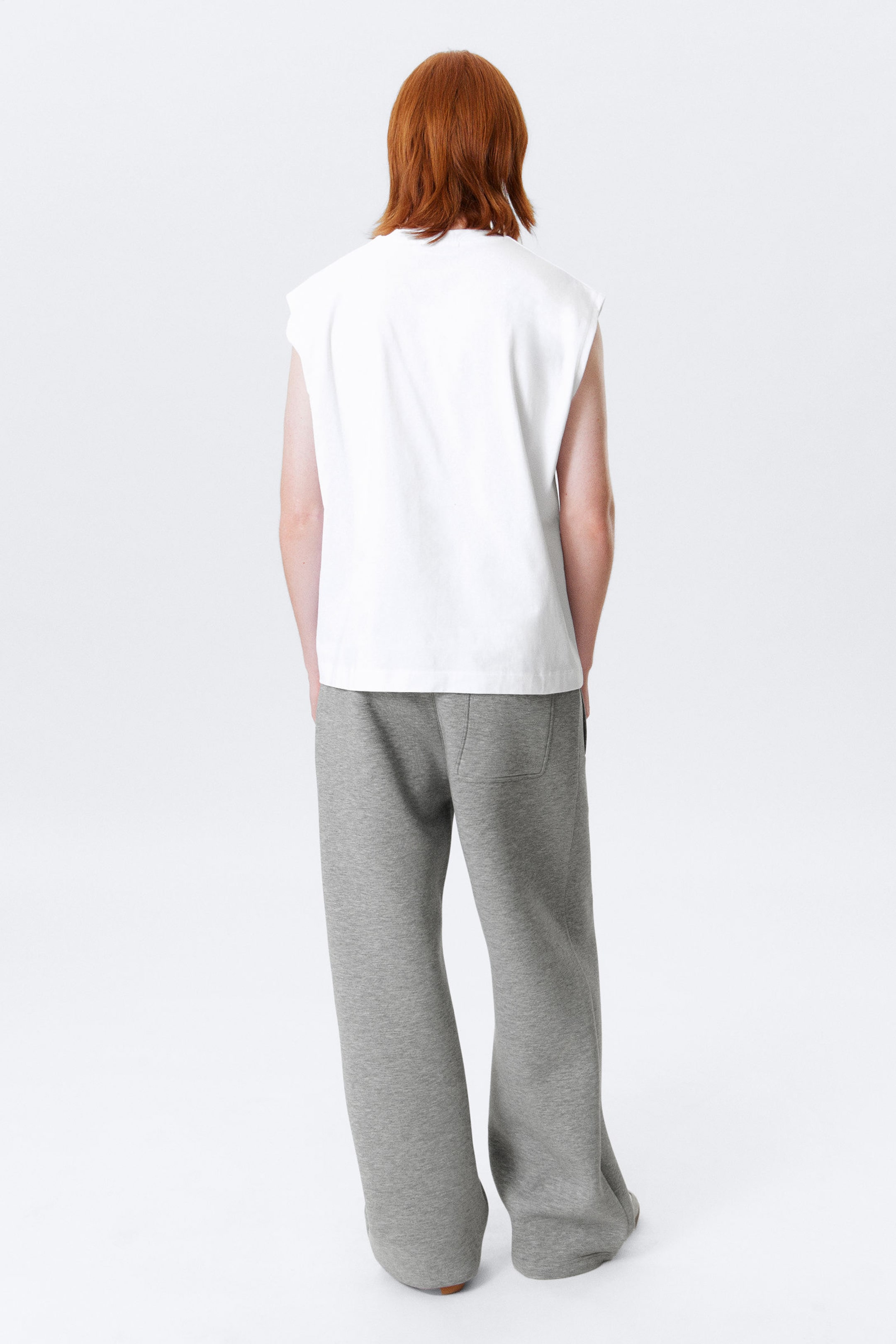 White - Loose Fit Square Cotton Tank Top - 3