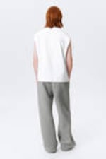 White - Loose Fit Square Cotton Tank Top - 3