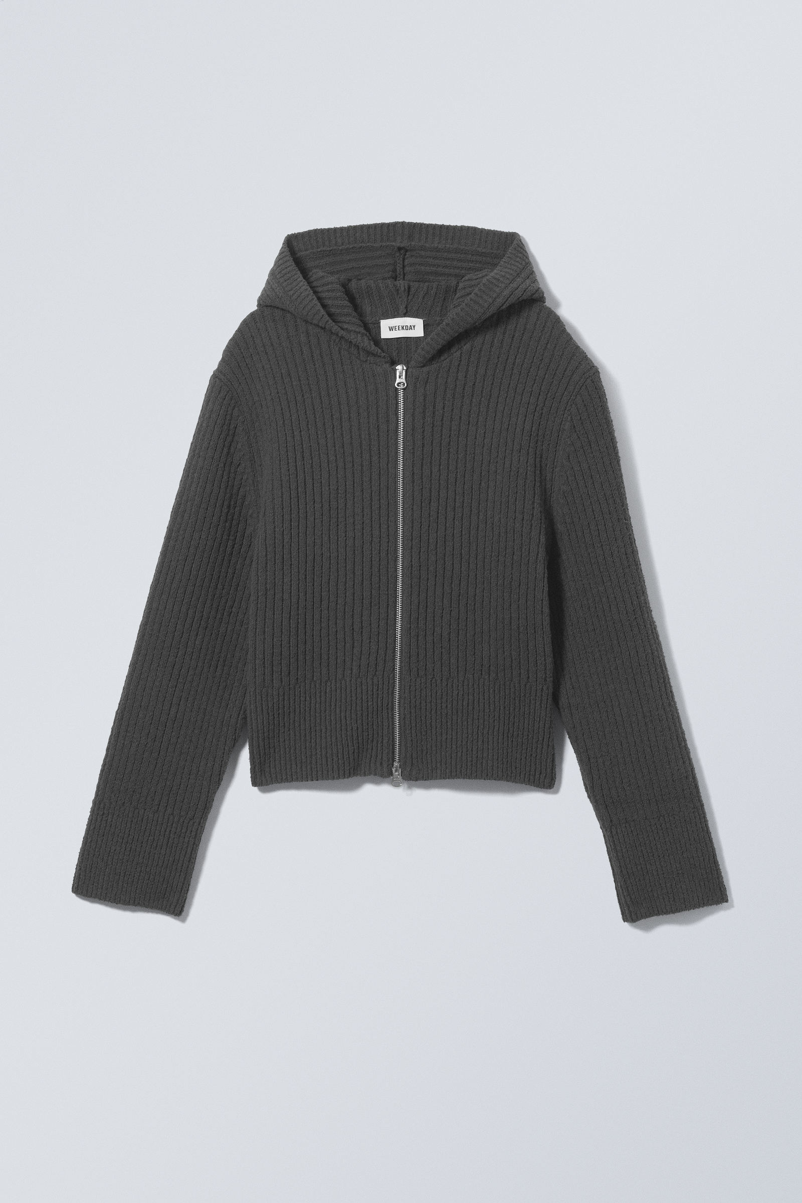 ofelia rib knit zip hoodie - Dark Grey | Weekday EU