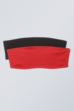 Schwarz/Rot - Bandeau-Bikinitop 2er-Pack - 0