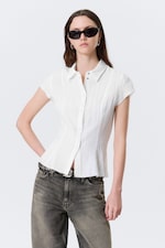 White - Slim Fit Short-Sleeved Crepe Shirt - 0
