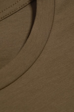 Dusty Brown - Round Neck Three-Quarter Sleeve Top - 1