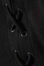 Black - Sleeveless Lacing Boat-Neck Eyelet Top - 1