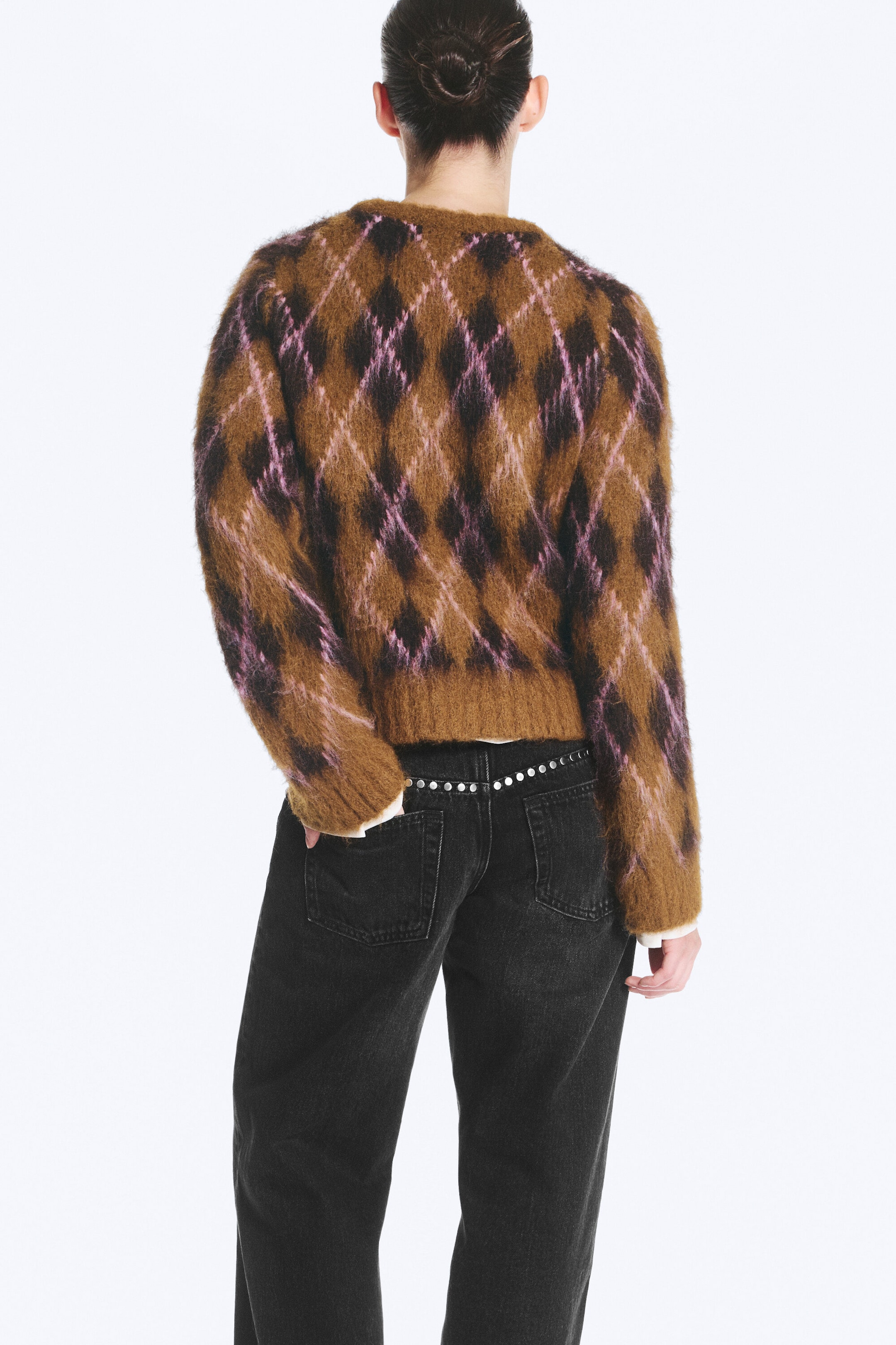 Brown Argyle - Knitted Sweater - 4