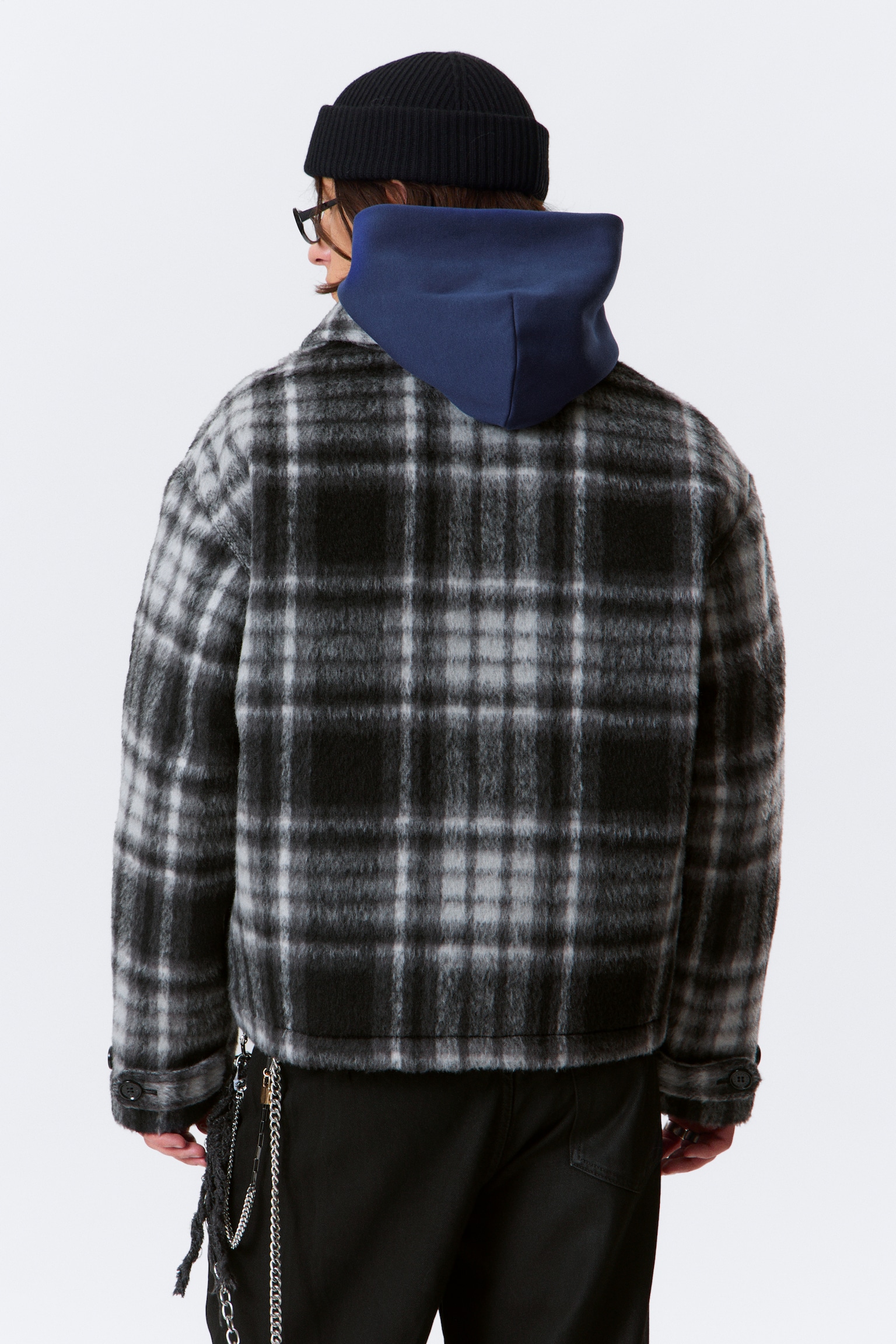 Relaxed Wool-Blend Zip Jacket - Black Check - 5