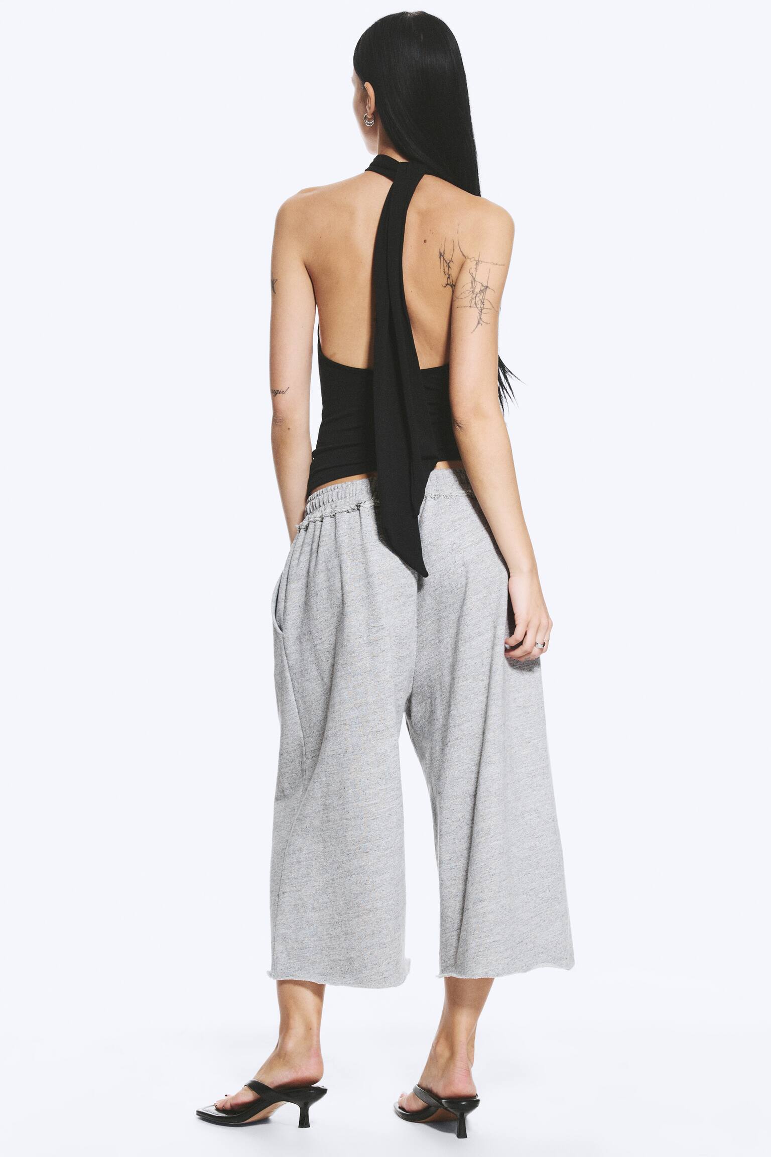 Draperad halterneck-topp-Svart - 6