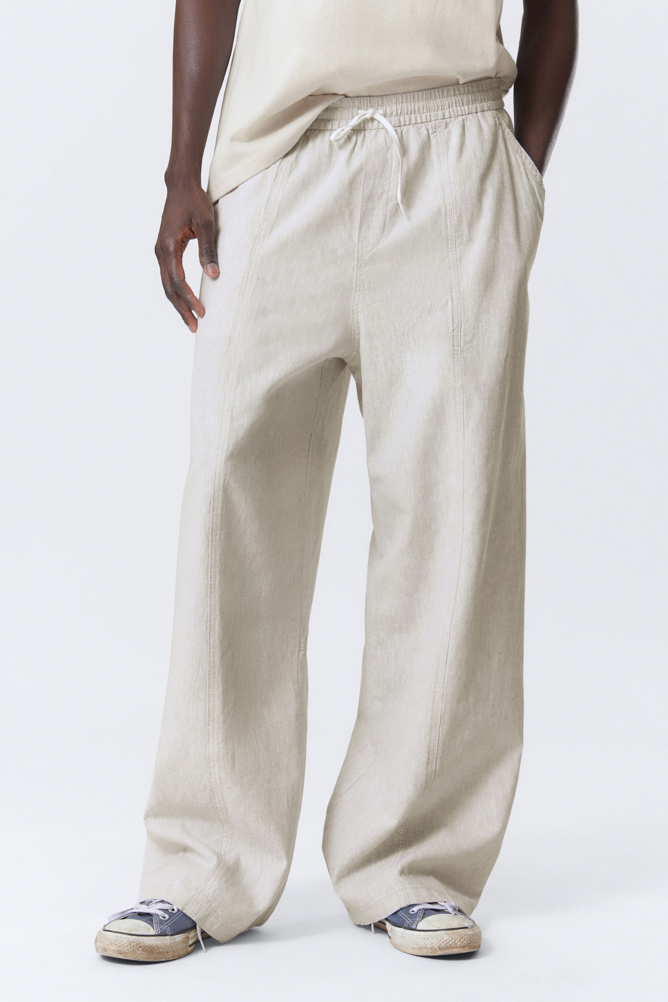 #B1B5AC - Relaxed Linen Blend Trousers - 2