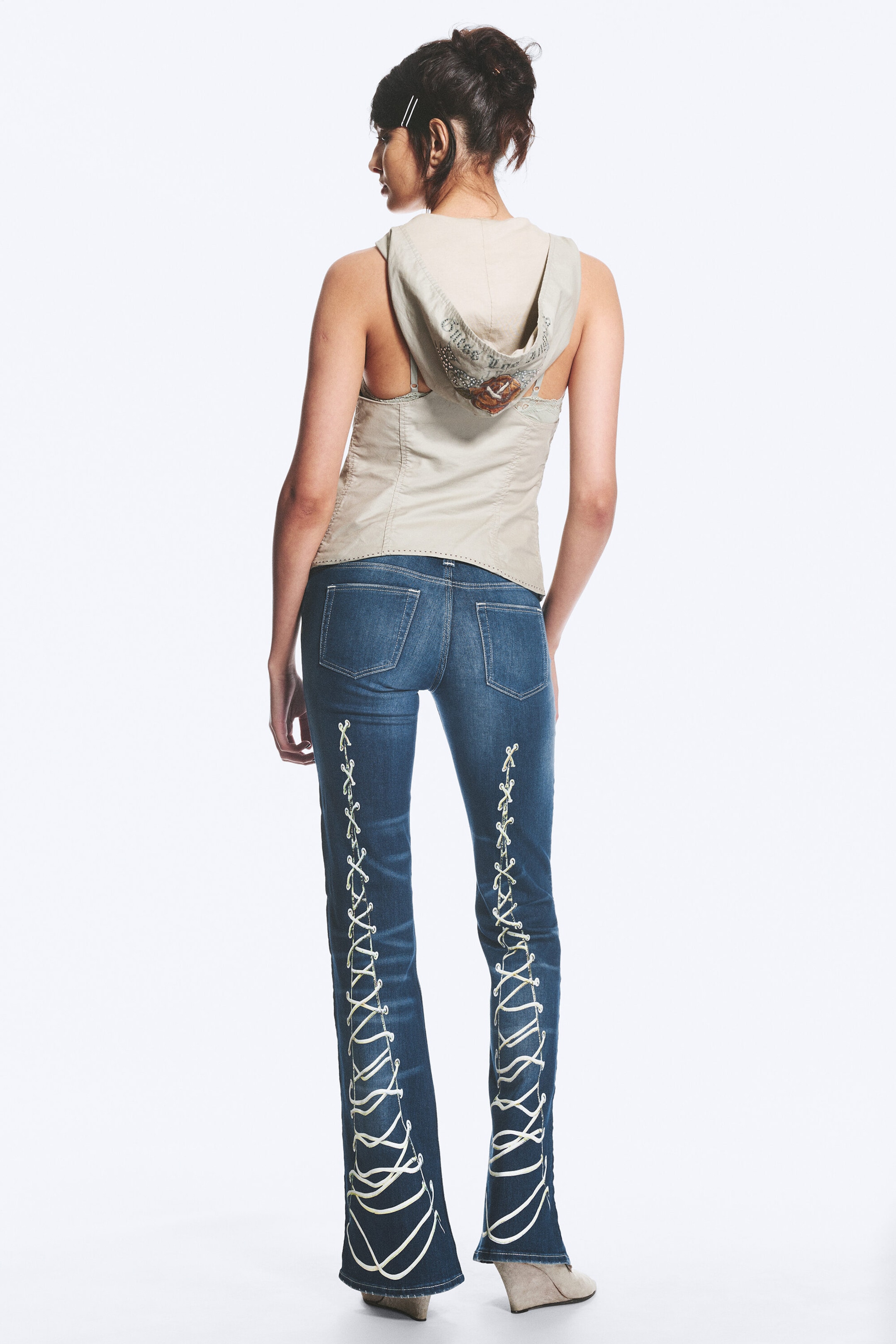Lace Blue - Mittelblau - BOOTY BEI LOW WAIST SKINNY BOOTCUT JEANS - 2