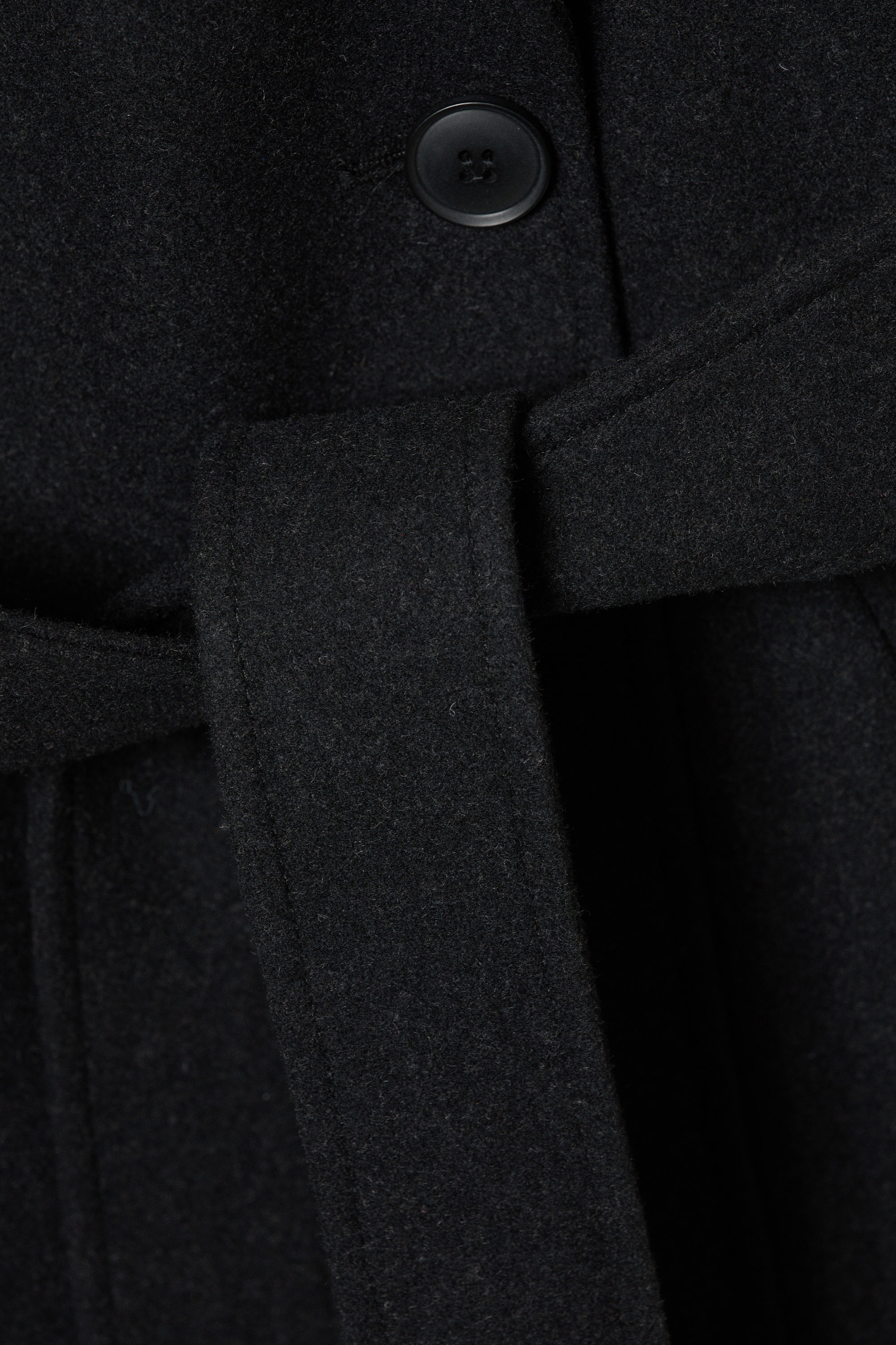 Noir chiné - Manteau oversize croisé en laine mélangée Kia - 3