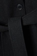 Black Melange - Kia Oversized Wool-Blend Double-Breasted Coat - 6