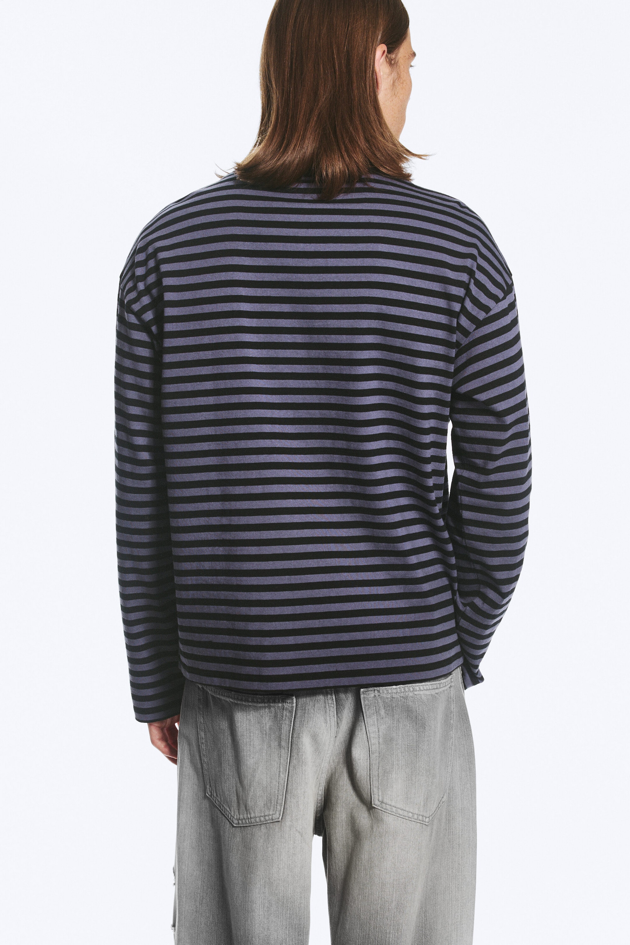 Lilas rayé/Noir - T-shirt ample à manches longues - 3