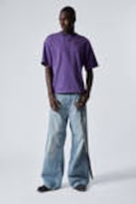 Purple - White Splash - Great Boxy Printed Graphic Tee - 0